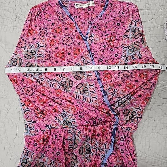 Piper & Sparrow -1508 Nylon Mesh Peplum Top Sleeveless Hot Pink‎ Small - Picture 4 of 6